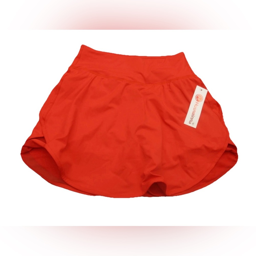 Husnainna Size 4 Womens Red High Rise Round Hem Athletic Tennis Skort NWT
